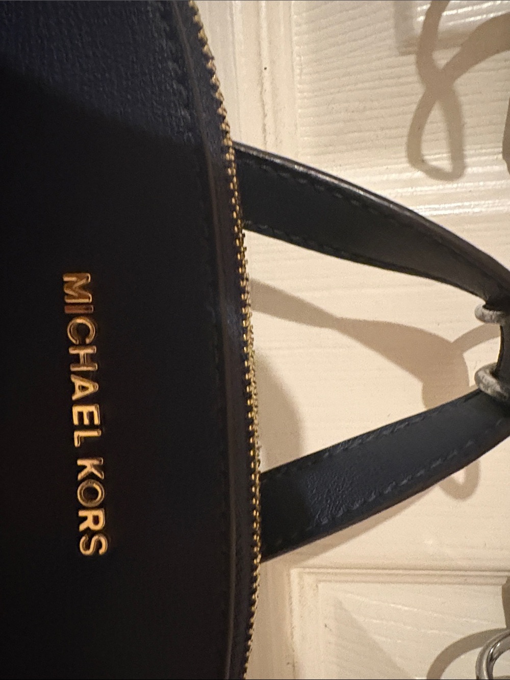 Michael Kors Navy Compact Leather Backpack with Gold Detail. Great shape. - Picture 6 of 6